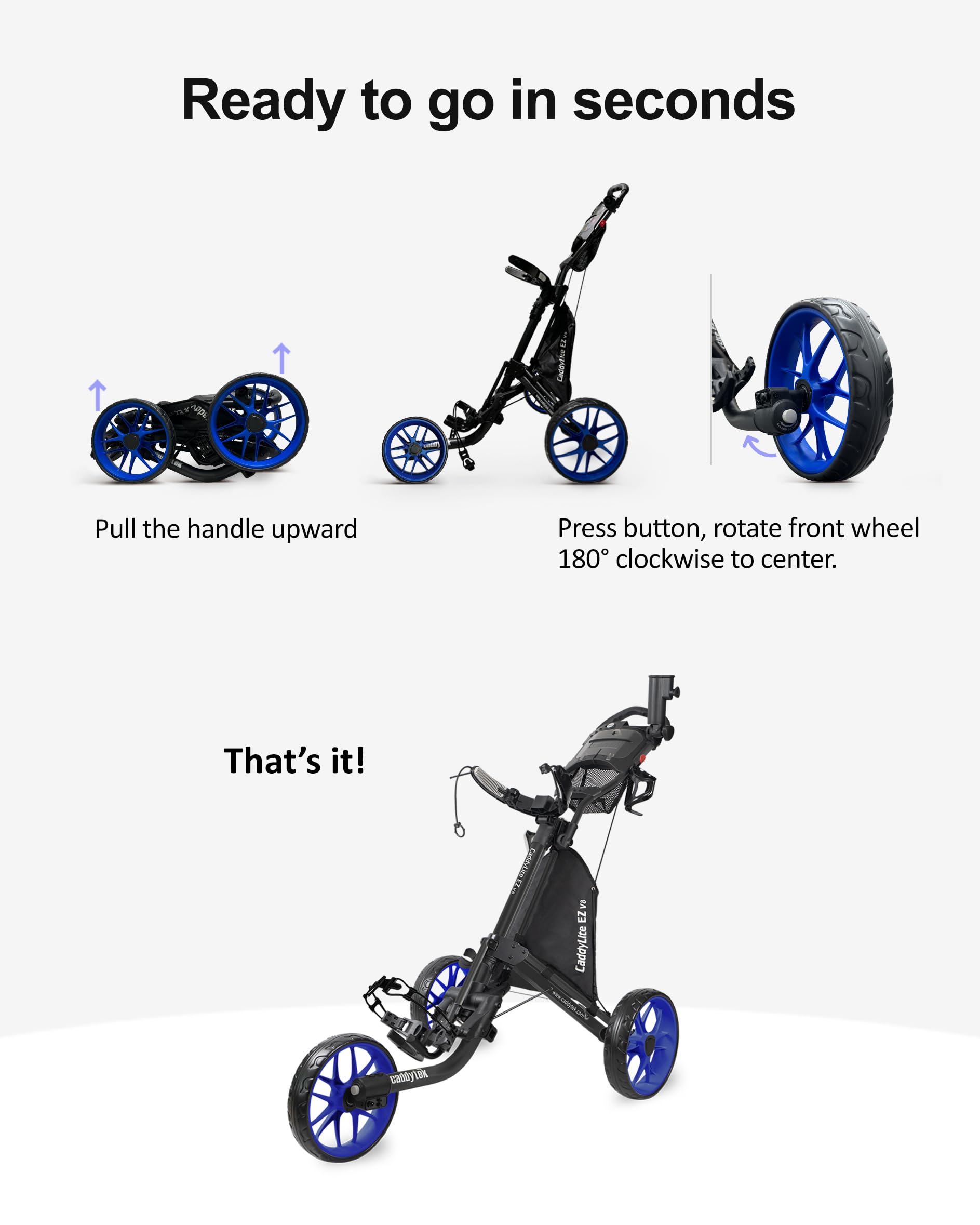 Amazon.co.jp: Caddytek CaddyLite EZ Fold V8 ゴルフプッシュカート